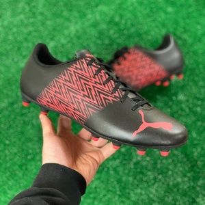 Puma Tacto FG/AG Low Mens Soccer Cleats Shoes Black Red 106307-06 NEW Sz 12